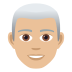 👨🏼‍🦳 man: medium-light skin tone, white hair display on JoyPixels